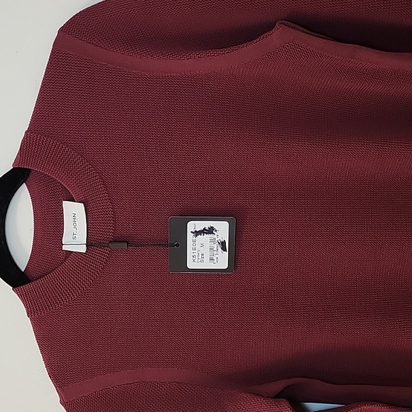NWT St. John deep cherry or pomegranate red crew neck sweater Sz Med